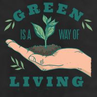 Green Is The Way Of Living 7 Panel Mesh Trucker Snapback Hat