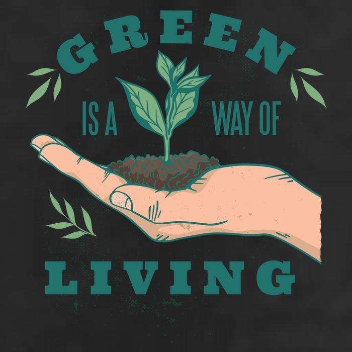 Green Is The Way Of Living 7 Panel Mesh Trucker Snapback Hat