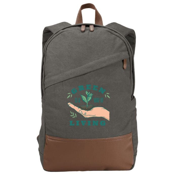 Green Is The Way Of Living Cotton Canvas Backpack