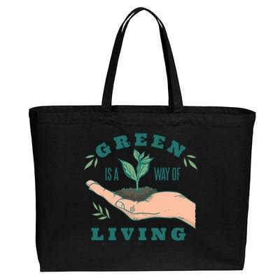 Green Is The Way Of Living Cotton Canvas Jumbo Tote