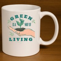 Green Is The Way Of Living 11oz C Handle Ceramic Mug