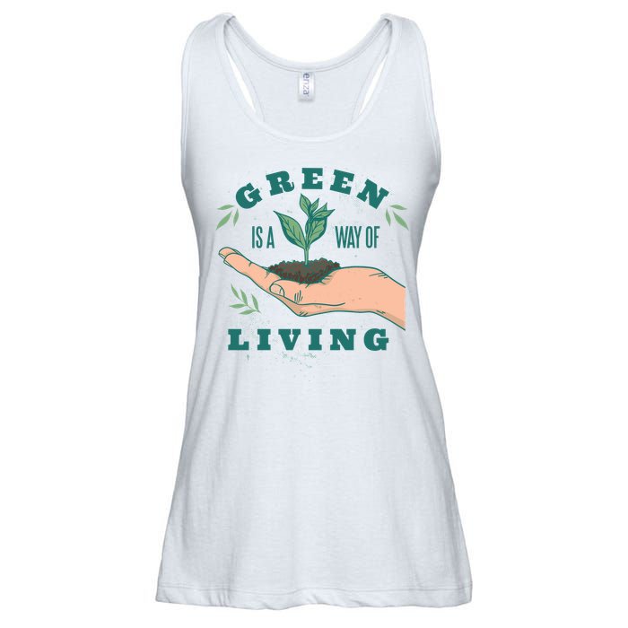 Green Is The Way Of Living Ladies Essential Flowy Tank