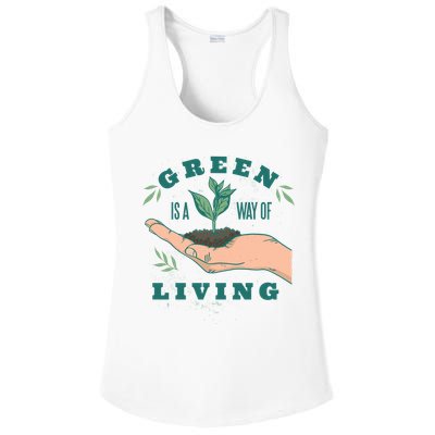 Green Is The Way Of Living Ladies PosiCharge Competitor Racerback Tank