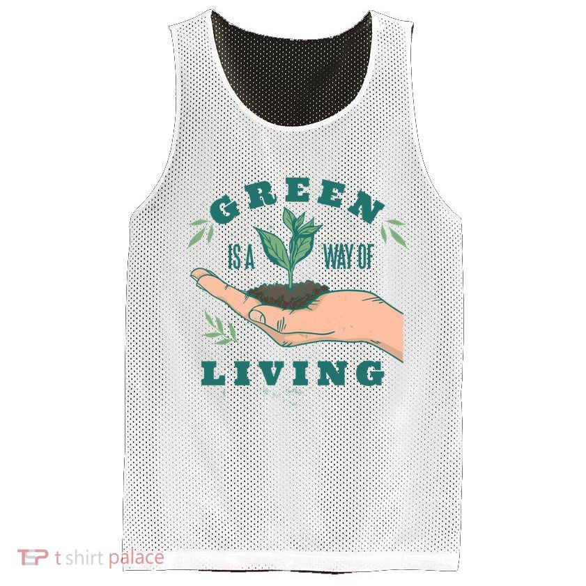 Green Is The Way Of Living Mesh Reversible Basketball Jersey Tank