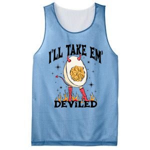 Groovy I'll Take Em' Deviled Thanksgiving Funny Egg Mesh Reversible Basketball Jersey Tank