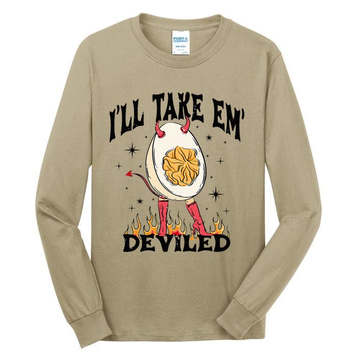 Groovy I'll Take Em' Deviled Thanksgiving Funny Egg Tall Long Sleeve T-Shirt