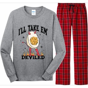 Groovy I'll Take Em' Deviled Thanksgiving Funny Egg Long Sleeve Pajama Set