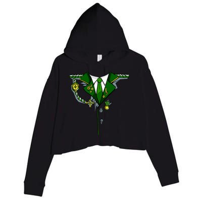 Green Irish Tux St. Patrick's Day Costume Crop Fleece Hoodie