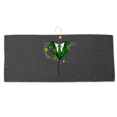 Green Irish Tux St. Patrick's Day Costume Large Microfiber Waffle Golf Towel