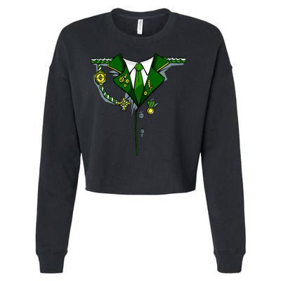 Green Irish Tux St. Patrick's Day Costume Cropped Pullover Crew
