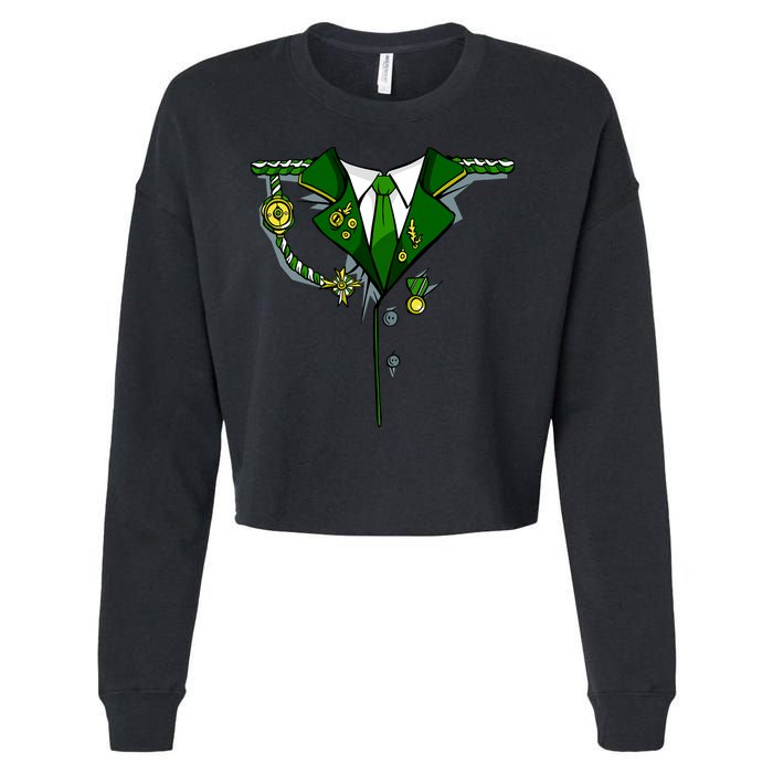 Green Irish Tux St. Patrick's Day Costume Cropped Pullover Crew