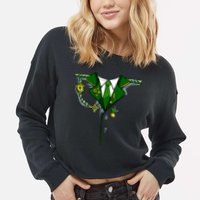 Green Irish Tux St. Patrick's Day Costume Cropped Pullover Crew