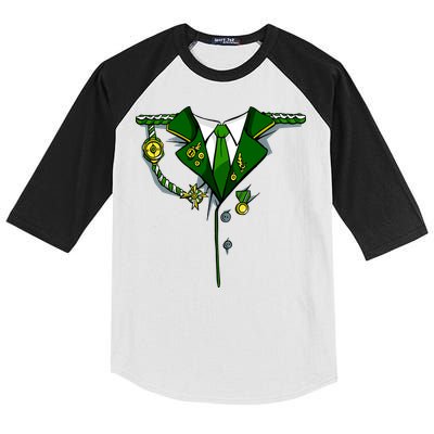 Green Irish Tux St. Patrick's Day Costume Kids Colorblock Raglan Jersey