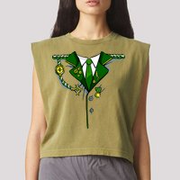 Green Irish Tux St. Patrick's Day Costume Garment-Dyed Women's Muscle Tee
