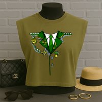 Green Irish Tux St. Patrick's Day Costume Garment-Dyed Women's Muscle Tee