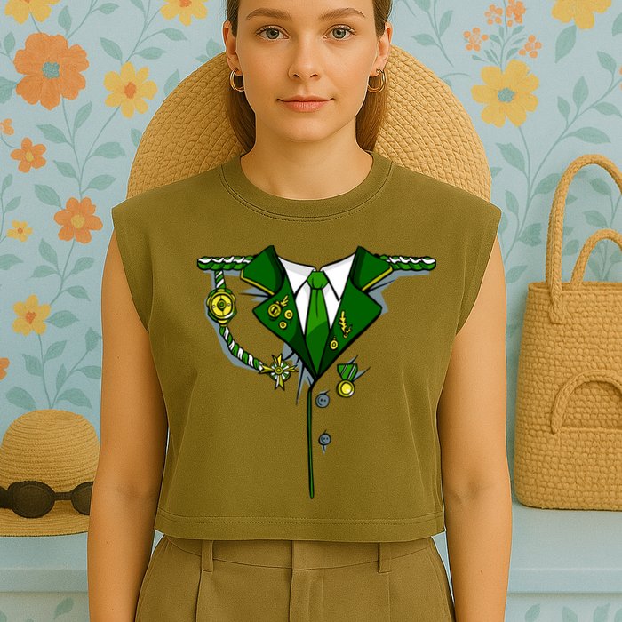 Green Irish Tux St. Patrick's Day Costume Garment-Dyed Women's Muscle Tee