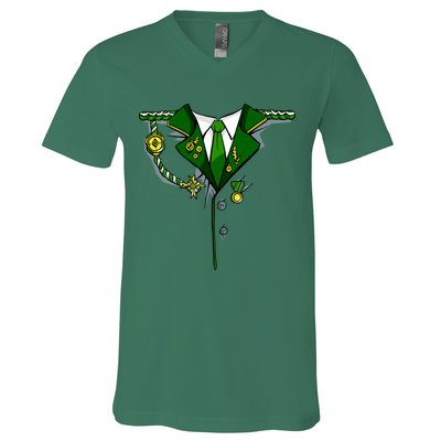 Green Irish Tux St. Patrick's Day Costume V-Neck T-Shirt