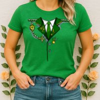 Green Irish Tux St. Patrick's Day Costume Womens T-Shirt