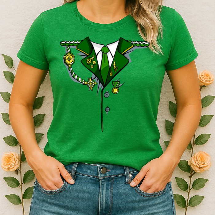 Green Irish Tux St. Patrick's Day Costume Womens T-Shirt
