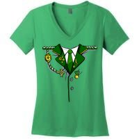 Green Irish Tux St. Patrick's Day Costume Women's V-Neck T-Shirt