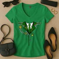 Green Irish Tux St. Patrick's Day Costume Women's V-Neck T-Shirt