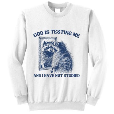 God Is Testing Me & I Have Not Studied Raccoon Trash Pandas Sweatshirt