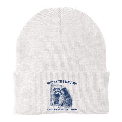 God Is Testing Me & I Have Not Studied Raccoon Trash Pandas Knit Cap Winter Beanie