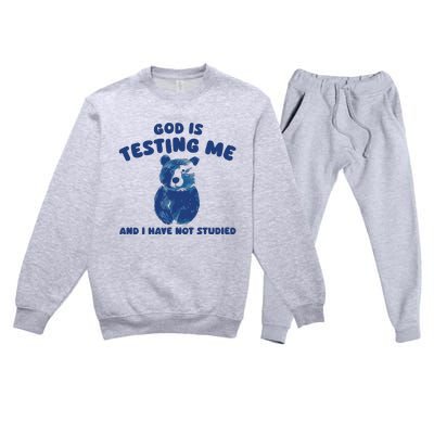 God Is Testing Me And I Have Not Studied Premium Crewneck Sweatsuit Set