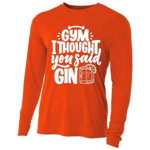 Gym I Thought You Said Gin Funny Fitness Party Quote Gift Cooling Performance Long Sleeve Crew