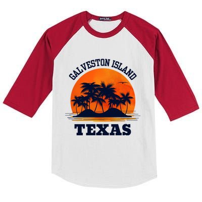 Galveston Island Texas Kids Colorblock Raglan Jersey