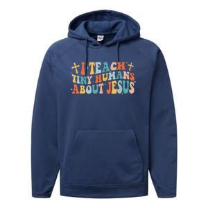 Groovy I Teach Tiny Human About Jesus Christian Teacher Performance Fleece Hoodie