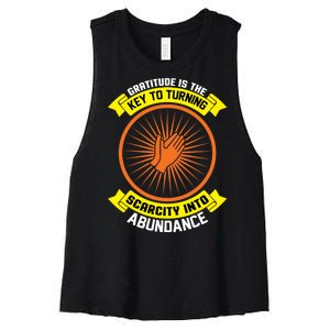 Gratitude Is The Key To Tuning Scarcity Into Abundance Women's Racerback Cropped Tank