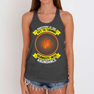 Gratitude Is The Key To Tuning Scarcity Into Abundance Women's Knotted Racerback Tank