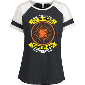 Gratitude Is The Key To Tuning Scarcity Into Abundance Enza Ladies Jersey Colorblock Tee