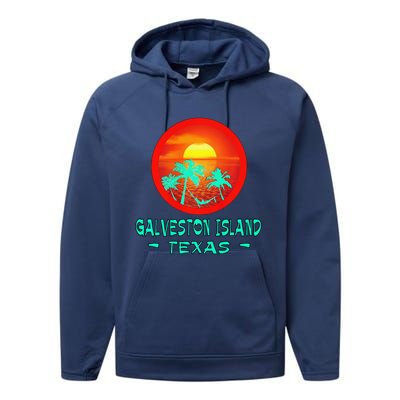 Galveston Island Texas Tropical Beach Souvenir Performance Fleece Hoodie