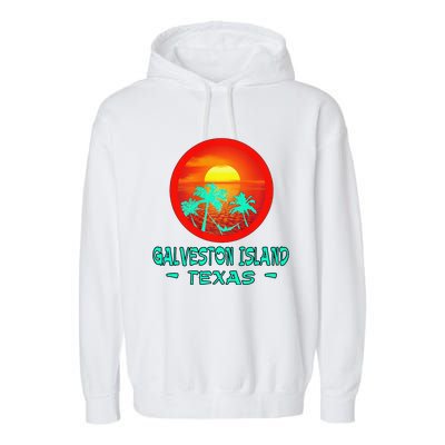 Galveston Island Texas Tropical Beach Souvenir Garment-Dyed Fleece Hoodie