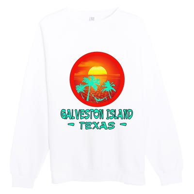 Galveston Island Texas Tropical Beach Souvenir Premium Crewneck Sweatshirt