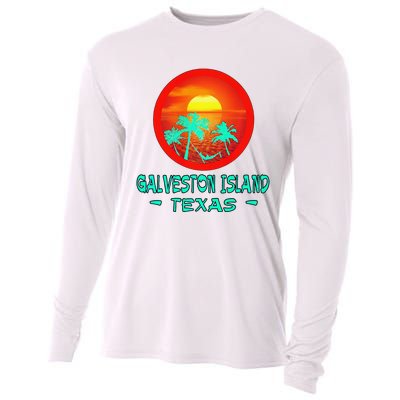 Galveston Island Texas Tropical Beach Souvenir Cooling Performance Long Sleeve Crew