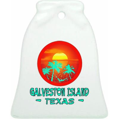 Galveston Island Texas Tropical Beach Souvenir Ceramic Bell Ornament