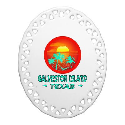 Galveston Island Texas Tropical Beach Souvenir Ceramic Oval Ornament