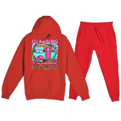 Glamping Im Too Boujee For Tents Camp Out Doors Leopard Premium Hooded Sweatsuit Set