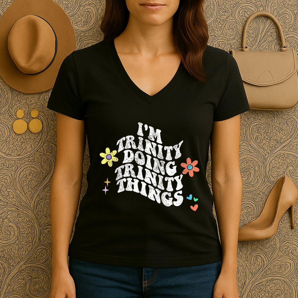 Groovy Im Trinity Doing Trinity Things Funny MotherS Day Women's V-Neck T-Shirt