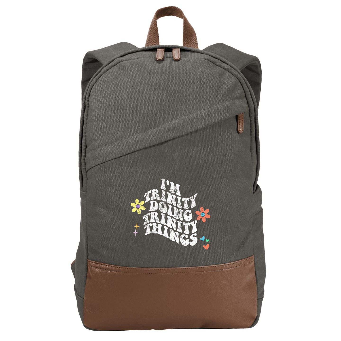 Groovy Im Trinity Doing Trinity Things Funny MotherS Day Cotton Canvas Backpack
