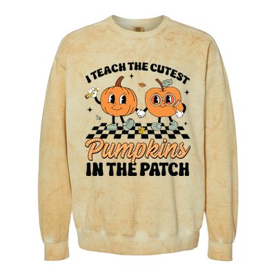 Groovy I Teach The Cutest Pumpkins In The Patch For Teacher Colorblast Crewneck Sweatshirt