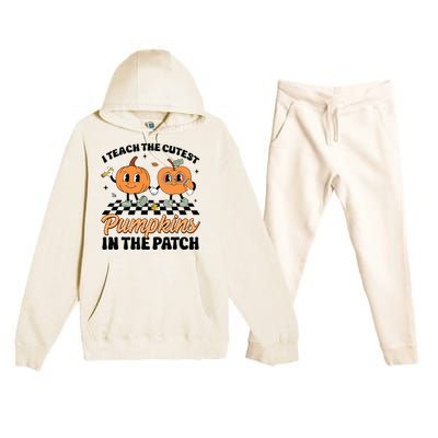 Groovy I Teach The Cutest Pumpkins In The Patch For Teacher Premium Hooded Sweatsuit Set