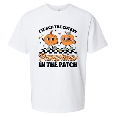 Groovy I Teach The Cutest Pumpkins In The Patch For Teacher Sueded Cloud Jersey T-Shirt