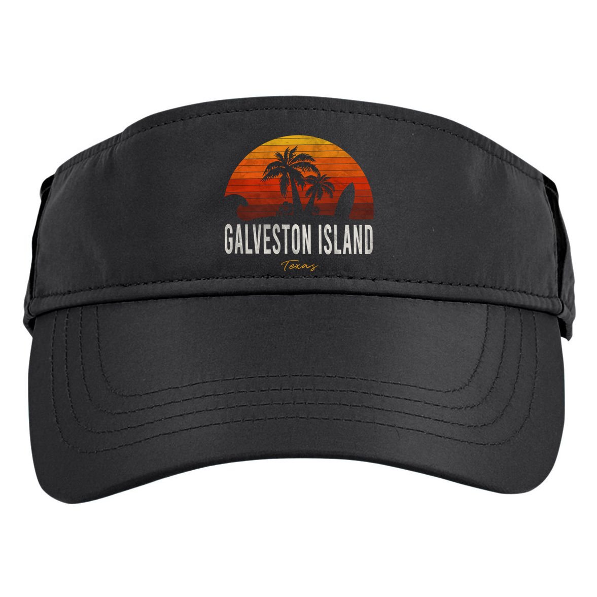 Galveston Island Tx Texas Beach Palms Vacation Surf Sundown Gift Adult Drive Performance Visor