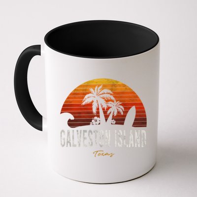 Galveston Island Tx Texas Beach Palms Vacation Surf Sundown Gift Mug
