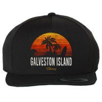 Galveston Island Tx Texas Beach Palms Vacation Surf Sundown Gift Wool Snapback Cap
