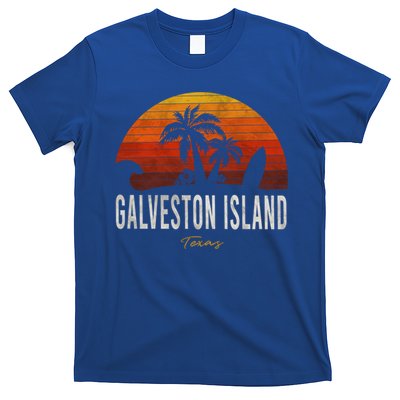 Galveston Island Tx Texas Beach Palms Vacation Surf Sundown Gift T-Shirt